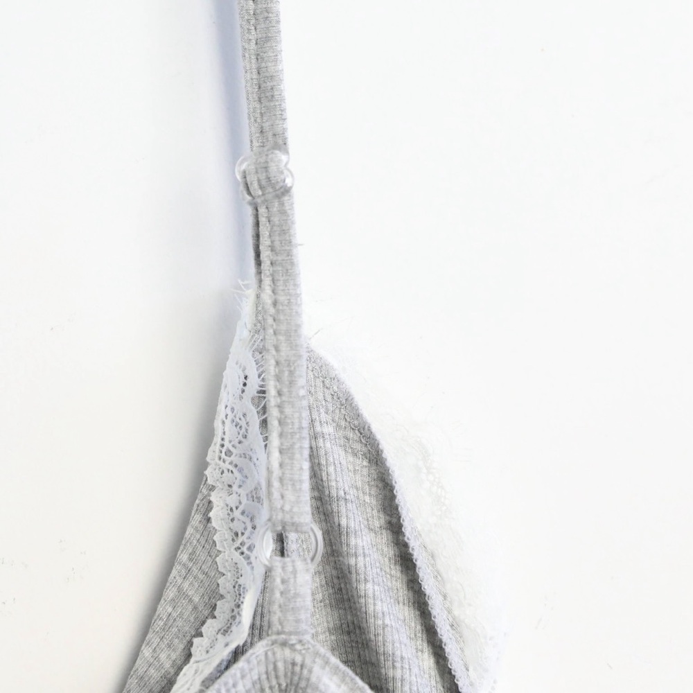 NWOT Grey Lace Pyjamas Two Piece Sleeveless pajamas new sleepwear cotton soft - Picture 10 of 12
